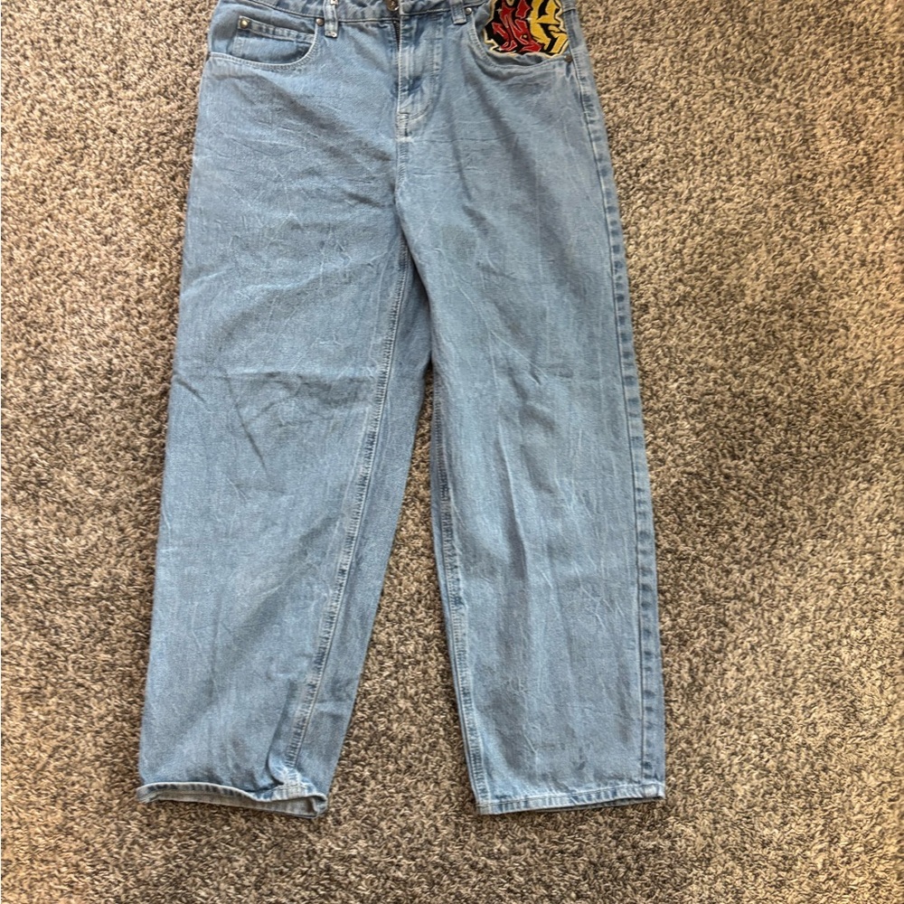 mens ninth hall embroidered dragon jeans